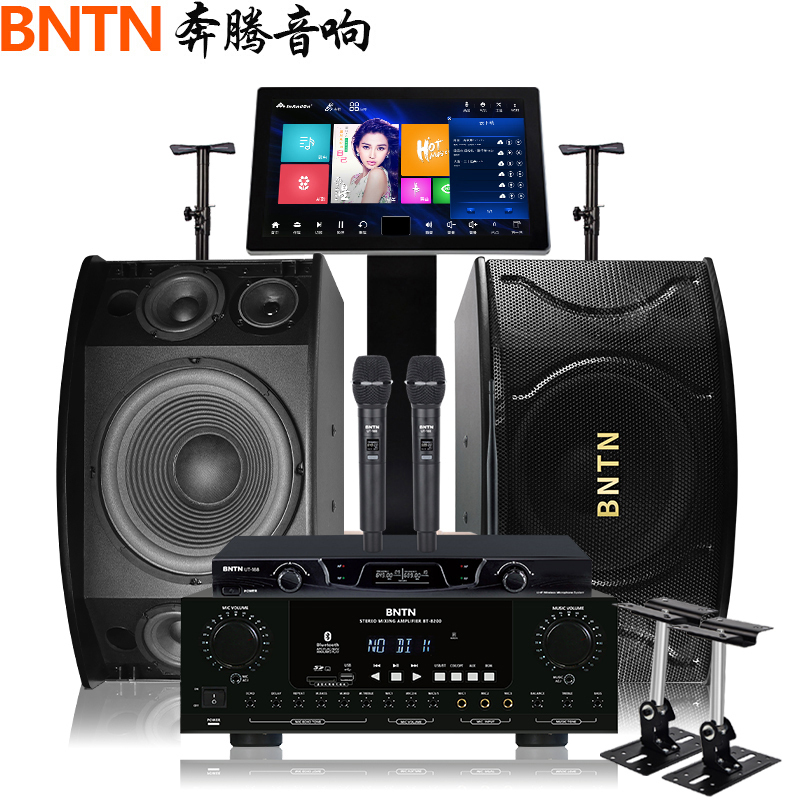 奔腾(BNTN)家庭音响KTV音响全套套装黑色点歌机一体机卡拉OK专业会议音响U段话筒2T语音点歌8200功放配12音箱