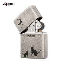 zippo芝宝打火机美国原装ZIPPO之宝防风煤油打火机喵望星空复古仿银色ZBT-3-148b