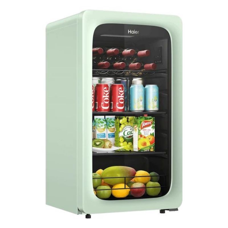 家用客厅小型饮料水果藏鲜柜迷你冰箱茶叶保鲜柜囤货暖藏柜92升烟波绿