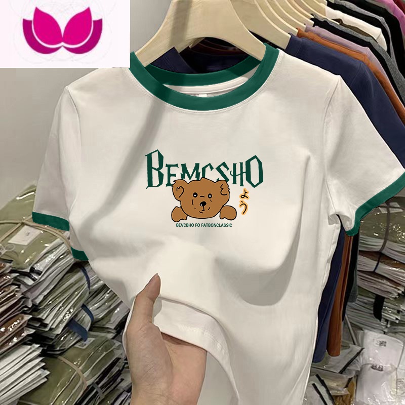 七斓插肩短袖夏季新款拼接撞色t恤女宽松小众设计感洋气上衣ins潮高清大图