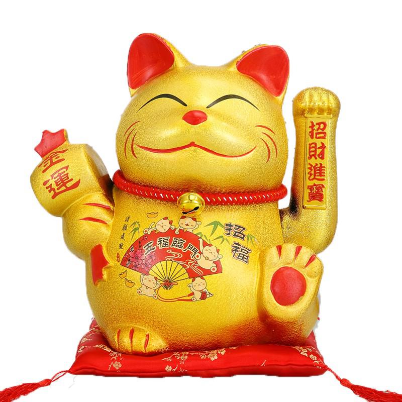 猫摆件开业电动摇手金色陶瓷发财猫大号家居客厅店铺创意礼品 三维工匠 中号彩金生意兴隆猫高清大图