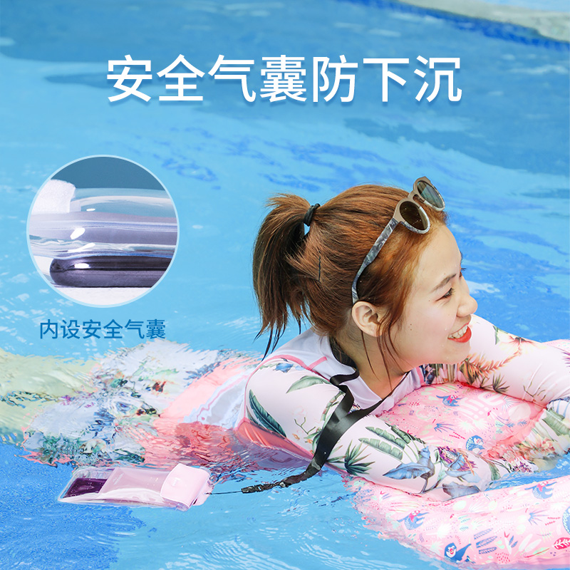 倍思手机防水收纳袋潜水套水上拍照漂浮游泳触屏防水套包防沉高清拍摄苹果华为小米通用安全气囊-深度防水抗压黄色高清大图