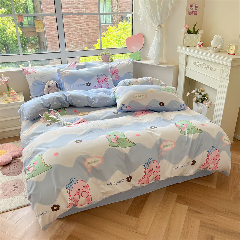 纺语柔 F1102 四件套 床上套件 (计价单位:套) 元气恐龙