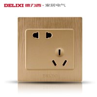 [官方旗舰店]德力西开关插座 香槟金拉丝面板墙壁开关二三插错位5五孔 斜五孔电源插座开关
