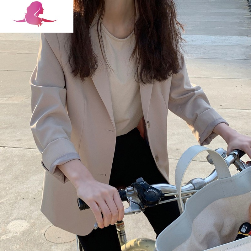 艳如飞炸街西装外套女韩版黑色英伦风短款套装小个子秋季宽松西服女上衣T恤