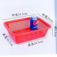 塑料收纳筐长方形加厚筐子沥水配货篮子蔬菜厨房玩具超市小筐子 [5个装]白色 1普通款长22.5宽16高5.5