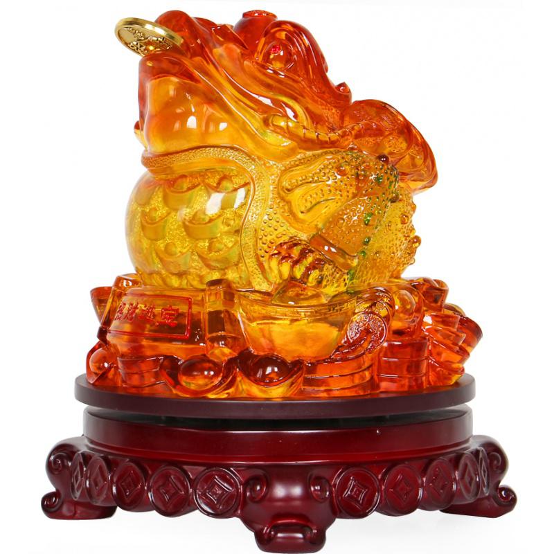 美帮汇金蟾蜍摆件大号琉璃仿玉三足金蝉工艺品客厅摆设店铺开业礼品高清大图