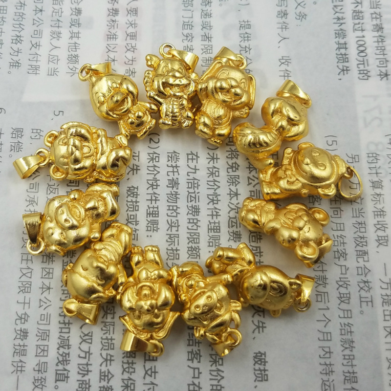 3D铜镀金十二生肖坠男女款本命年项坠项链随身小挂件PTJWX7722送女朋友七夕情人节礼物