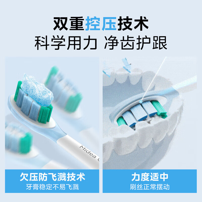 美的YS5Pro柔雾粉电动牙刷成人声波震动200天长续航换区提醒云感缓震刷防飞溅软毛刷头情侣节日生日开学中秋节礼物高清大图