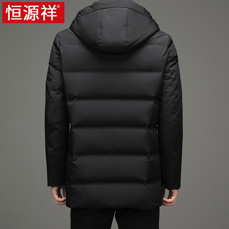 恒源祥羽绒服男中长款2024年新款秋冬季加厚连帽品牌男士冬装外款高清大图