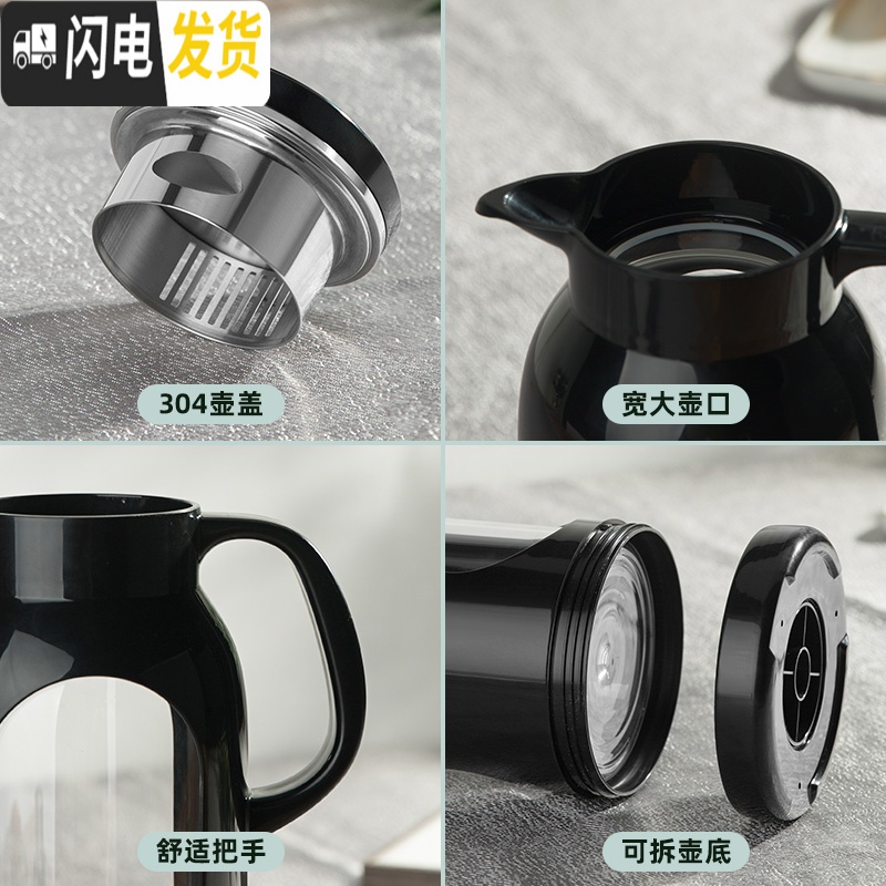 三维工匠冷水壶玻璃耐热高温防爆水瓶家用大容量凉白开水杯茶壶防摔凉水壶 蓝色2000[塑玻双层]高清大图