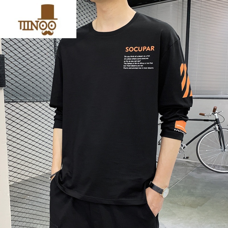 YANXU长袖t恤男士秋装潮牌宽松卫衣休闲打底衫上衣体恤男装N高清大图