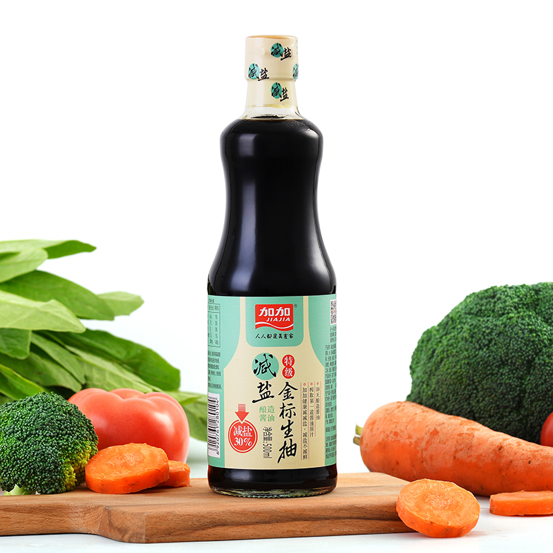 加加 特级减盐金标生抽 酿造酱油500ml 炒菜火锅调味品