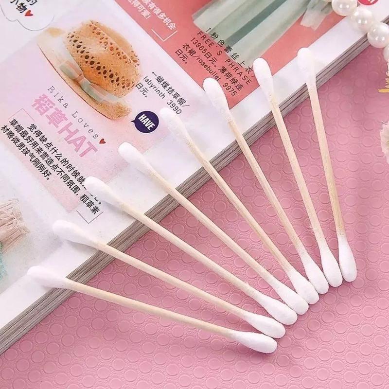 棉签双头化妆棉签掏耳圆头棉签卸妆棒家用婴儿棉棒耳朵棉花棒木棒 [5包]共500支