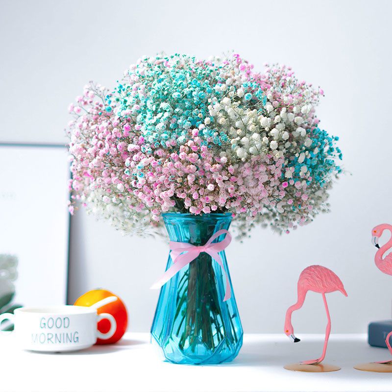 多色满天星干花花束真花鲜花瓶勿忘我批发永生花卉客厅装饰品摆件 勿忘我 4色混搭 1束花(无花瓶)