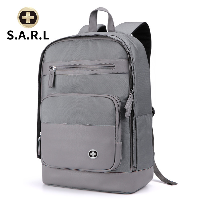 S.A.R.L瑞士双肩包电脑包 15.5英寸 双肩电脑包 男士背包女士学生尼龙书包 灰色