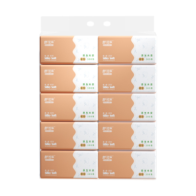 舒可乐 可湿水抽取式纸5层60抽每包 原生木浆抽纸实惠装餐巾纸家庭装纸抽卫生纸家用母婴可用 10包提装*3提（共30包）