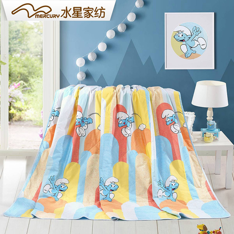 水星家纺夏被空调被夏凉被斜纹卡通儿童被子夏季纤维薄被子冬己格格/安吉莉娜/呆萌企鹅/冒险精灵/优雅冬己夏被