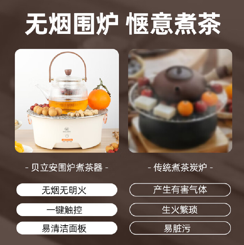 贝立安围炉煮茶器电陶炉BDW01高清大图