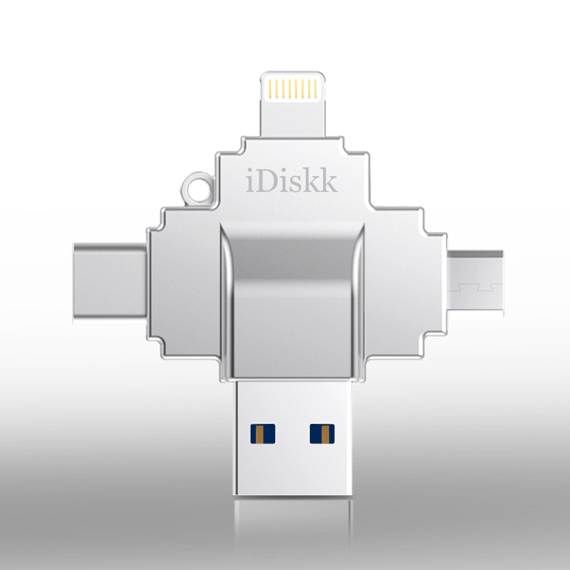 iDiskk USB3.0 四合一读卡器 iPhone/苹果/安卓OTG/Typ-C TF卡扩容器（不含内存卡）