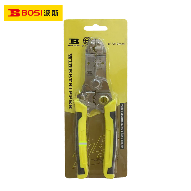 波斯(BOSI) 荧光系列多功能剥线钳 8“/210mm 把高清大图