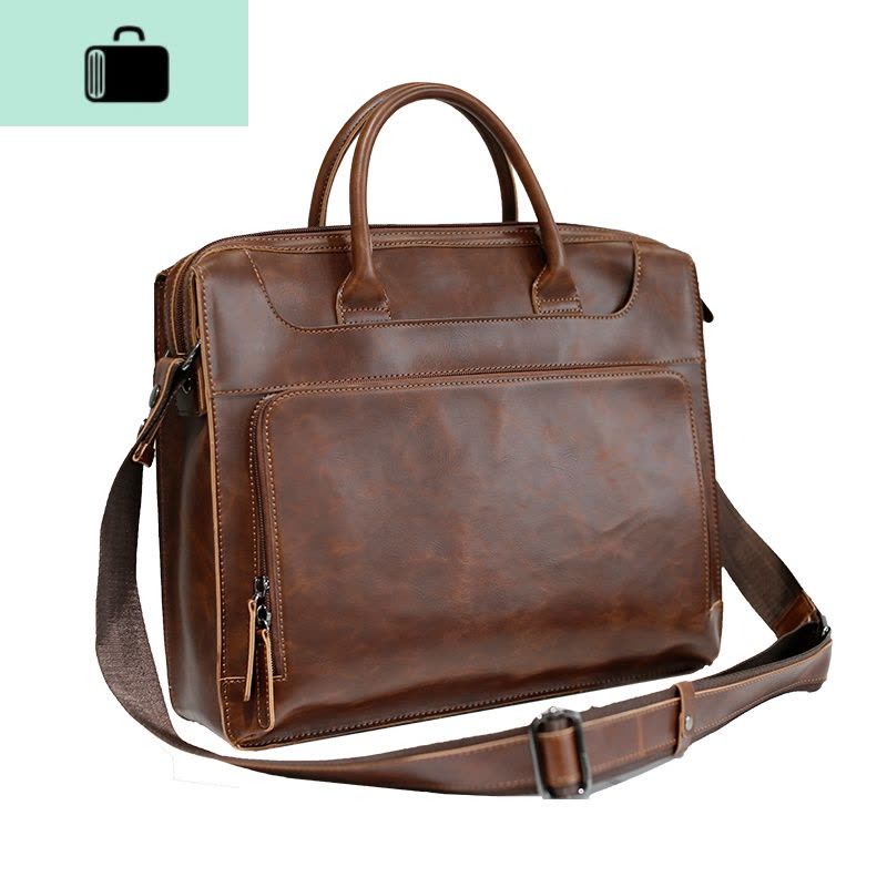 男包 韩版男士手提包时尚潮流公文包商务简约休闲个性手拎包NEW LAKE 咖啡色收藏送礼品图片