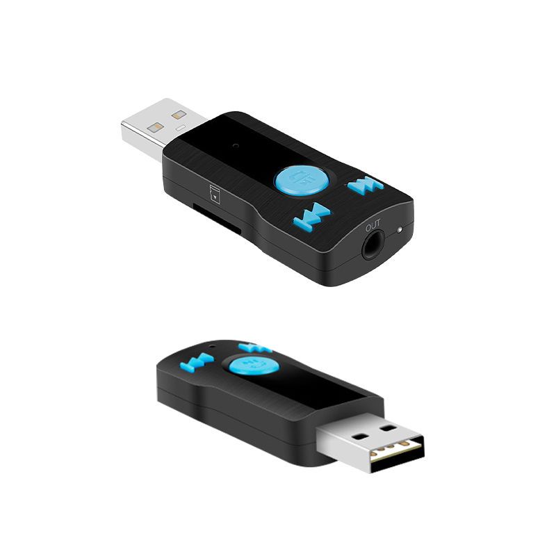 可插卡直接使用蓝牙-黑色 USB蓝牙音频接收器5.0转音箱响功放汽车载播放AUX有线变无线耳机