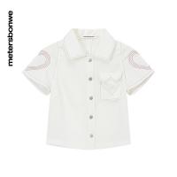 美特斯邦威白色短袖衬衫女百搭夏季时尚心形车线女士上衣225986_361 155/S（重90-105斤） 伊莉莎白