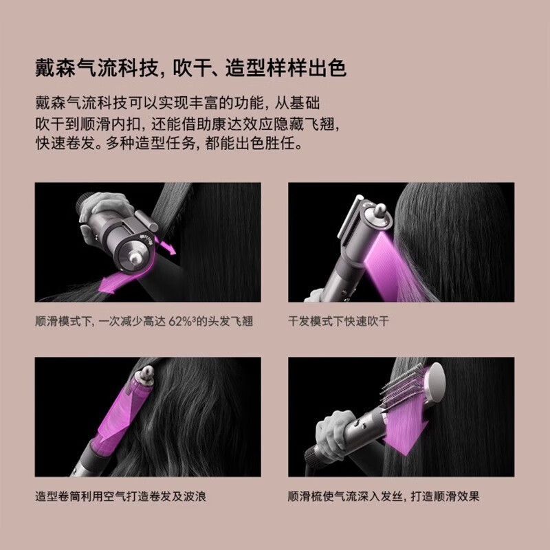 戴森(DYSON)多功能美发棒卷发棒电卷棒卷直两用 HS05彩陶波普配色[长发版]高清大图