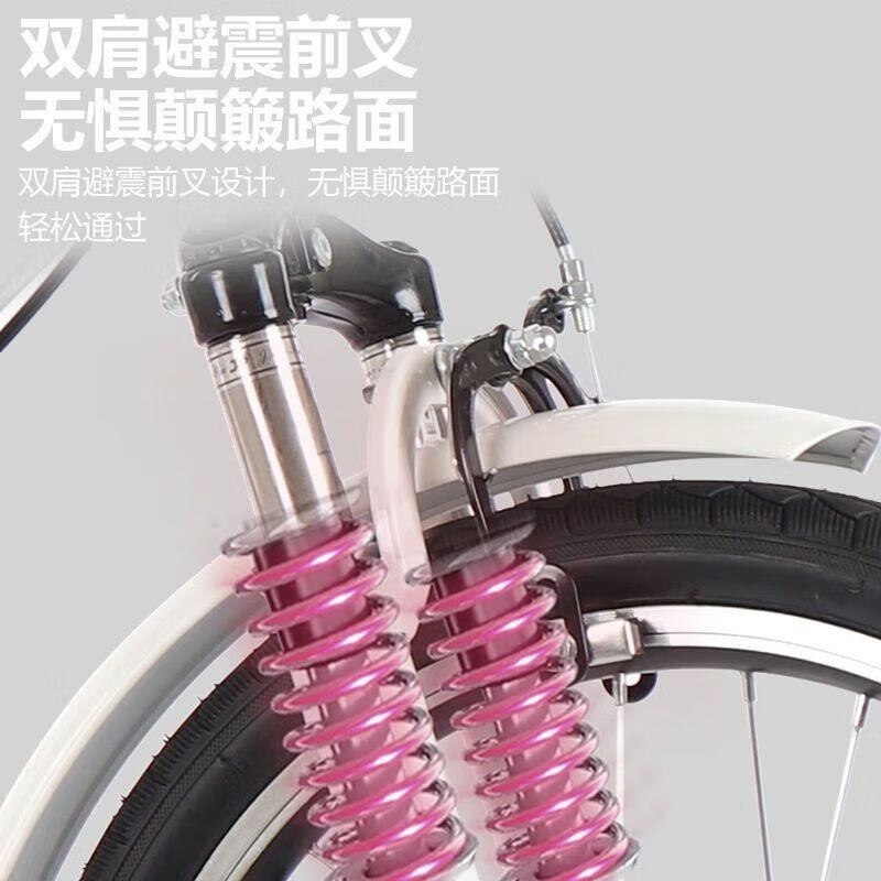 新款减震折叠儿童自行车超轻便携脚踏车18 20 22寸 【折叠+减震款】粉色 22寸适合身高135-175