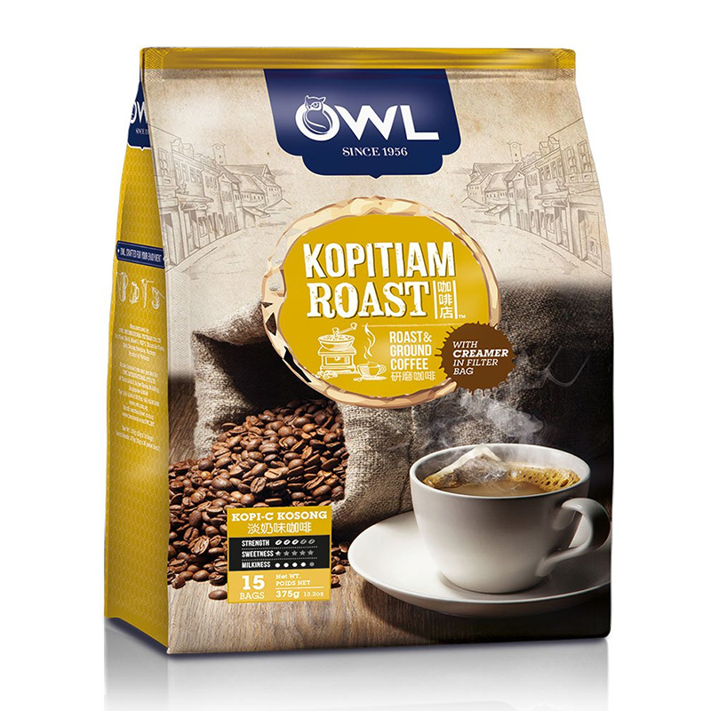 [研磨咖啡]猫头鹰(OWL )牌研磨袋泡二合一咖啡饮料375g/袋 进口咖啡 速溶咖啡 其他 冲调饮品 马来西亚进口