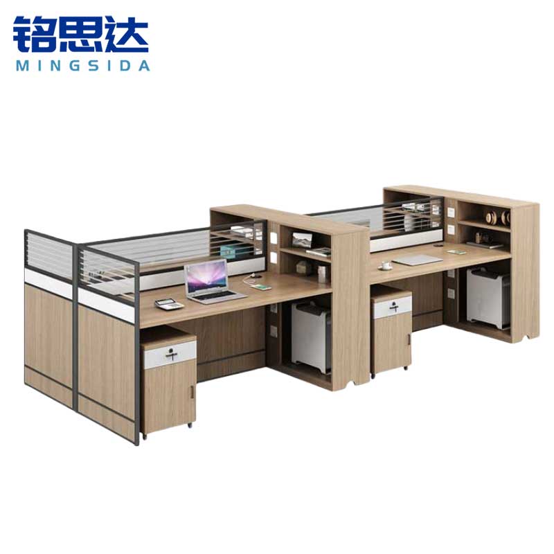铭思达屏风办公桌四人位含柜套高清大图