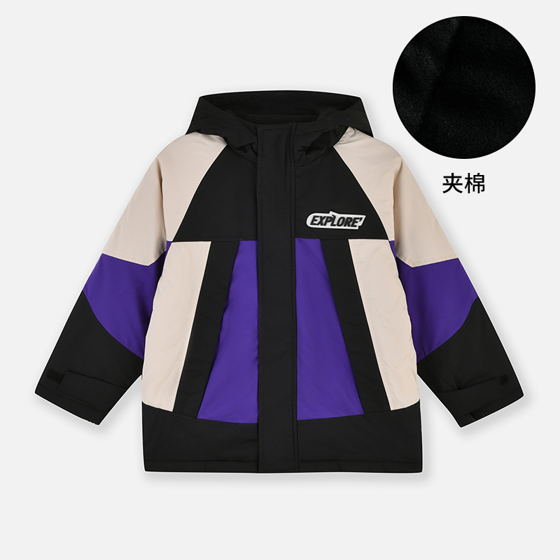 铅笔俱乐部2024秋冬新款男童棉服中大童加厚夹棉外套儿童保暖上衣 140cm 紫色