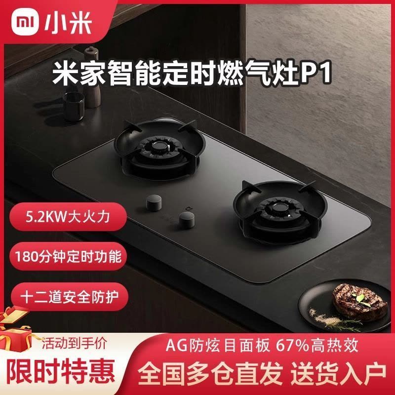 小米米家智能定时灶P1猛火燃气灶天然气双灶家用嵌入式台式图片