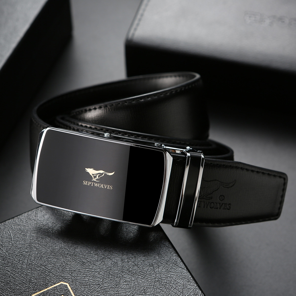 七匹狼(septwolves)男士皮带 时尚商务牛皮中青年腰带自动扣休闲裤带