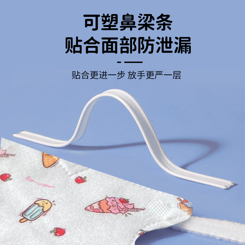 30片/4-15岁/冰淇淋/邦可慧3D立体医用外科儿童口罩卡通印花独立包装熔喷布三层防护舒适透气不闷灭菌级一次性使用口罩