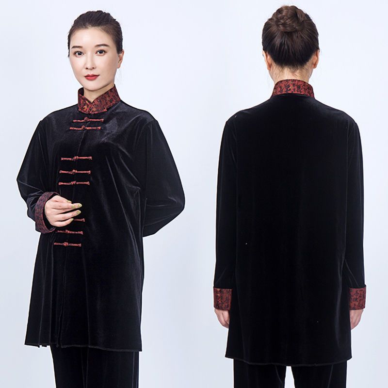 服女装2021新款金丝绒拳练功服装男春秋冬加厚保暖