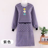 加长加肥罩衣透气防污防油女围裙成人拉链口袋上班家务清洁厨房用 [加肥加长]拉链口袋款紫色 均码