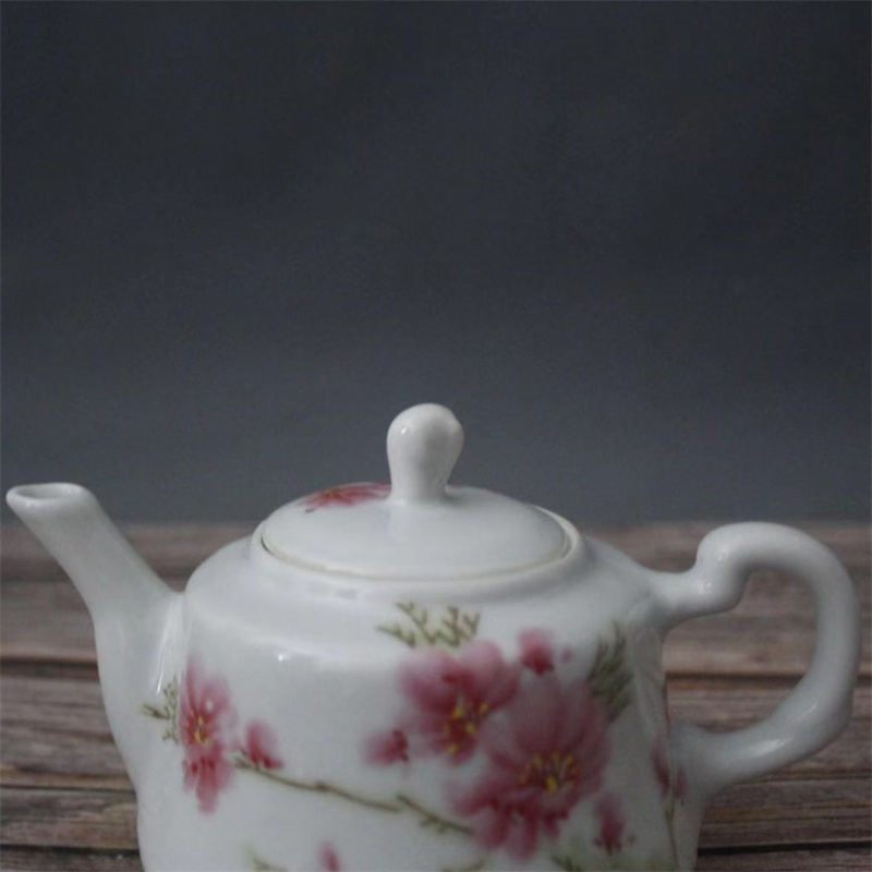 美帮汇怀仁堂1962年粉彩桃花茶壶景德镇仿古陶瓷茶具摆件收藏高清大图
