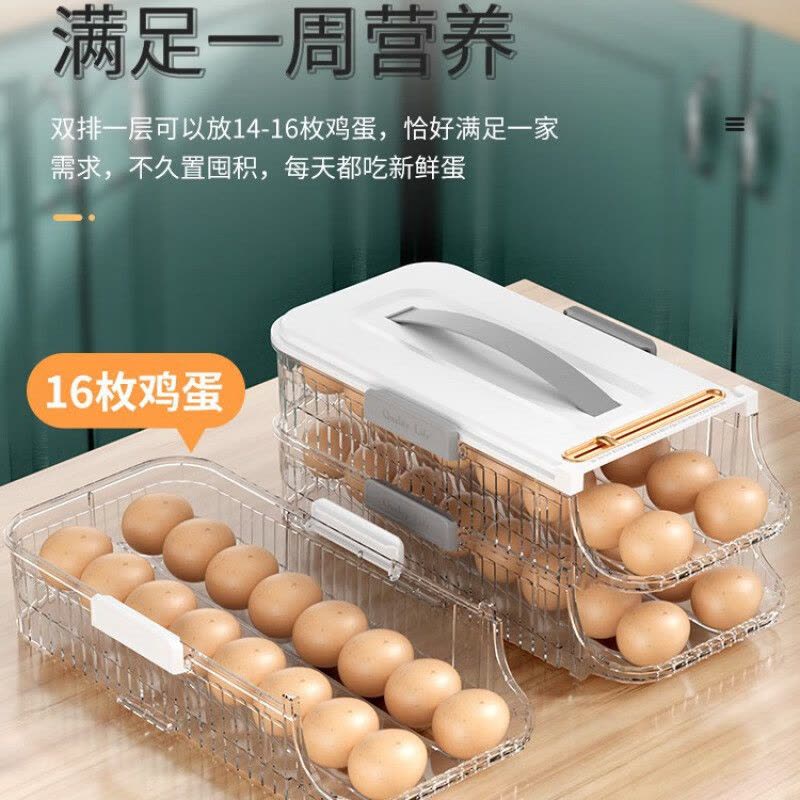 鸡蛋收纳盒抽屉式鸡蛋架透明鸡蛋盒滚蛋器厨房保鲜盒侧冰箱收图片