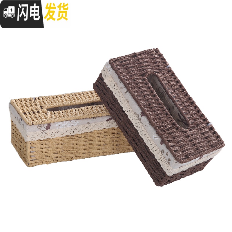 三维工匠欧式编织餐巾纸盒纸巾盒遥控器收纳盒中式家用客厅茶几抽纸盒高清大图