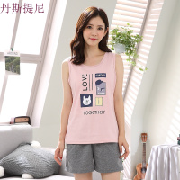 背心睡衣女夏季纯棉短裤韩版夏天薄款无袖短裤家居服两件套装宽松