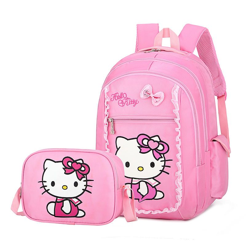 新款韩版小学生书包女凯蒂猫卡通小猫儿童双肩包25年级大容量包粉色带