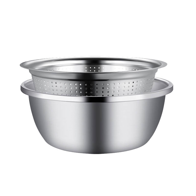 金迪乐厨房不锈钢淘米盆沥水篮 洗米筛+菜盆40cmMST040A/套