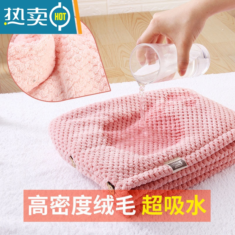 敬平浴帽干发帽吸水女士速干加厚可爱浴帽擦头包头巾发干发巾网红 加厚单层菠萝格绿色1条高清大图