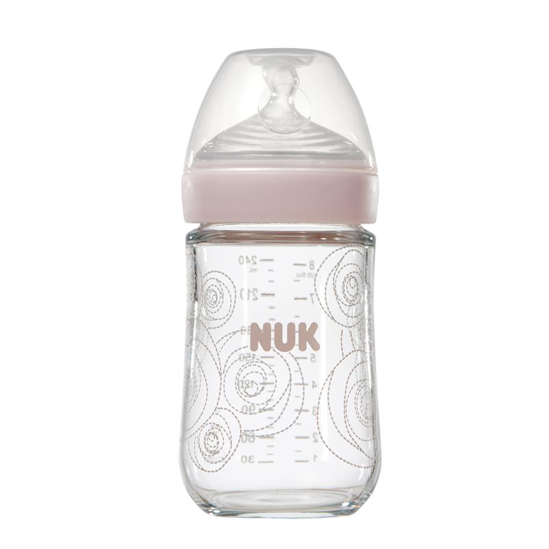 NUK240ML自然母感宽口玻璃奶瓶(成长型硅胶中号)