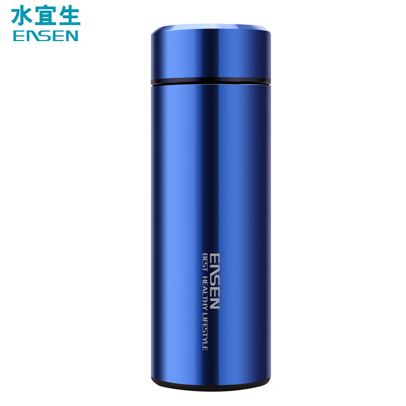 水宜生 430ML/500ML 男女士316不锈钢泡茶水杯 商务便携保温杯 L506 浅海蓝