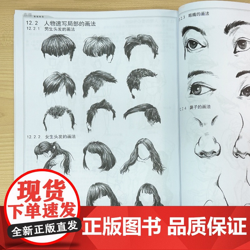 素描基础教程 升级版 第2版 零基础素描自学入门新手速成教程书 素描几何石膏人像画法图文详解 美术生素描考试详解 经典案高清大图