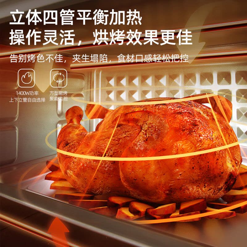 龙的(Longde)LD-KX201A家用多功能电烤箱20升大容量高硼硅玻璃门双层发热管上下管独立控温三旋钮简单易操作图片