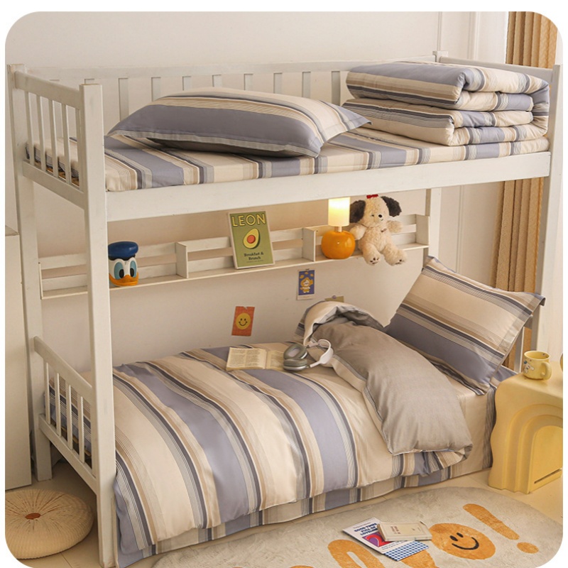 铭思沃多件套1.2m床 蓝条纹 套高清大图